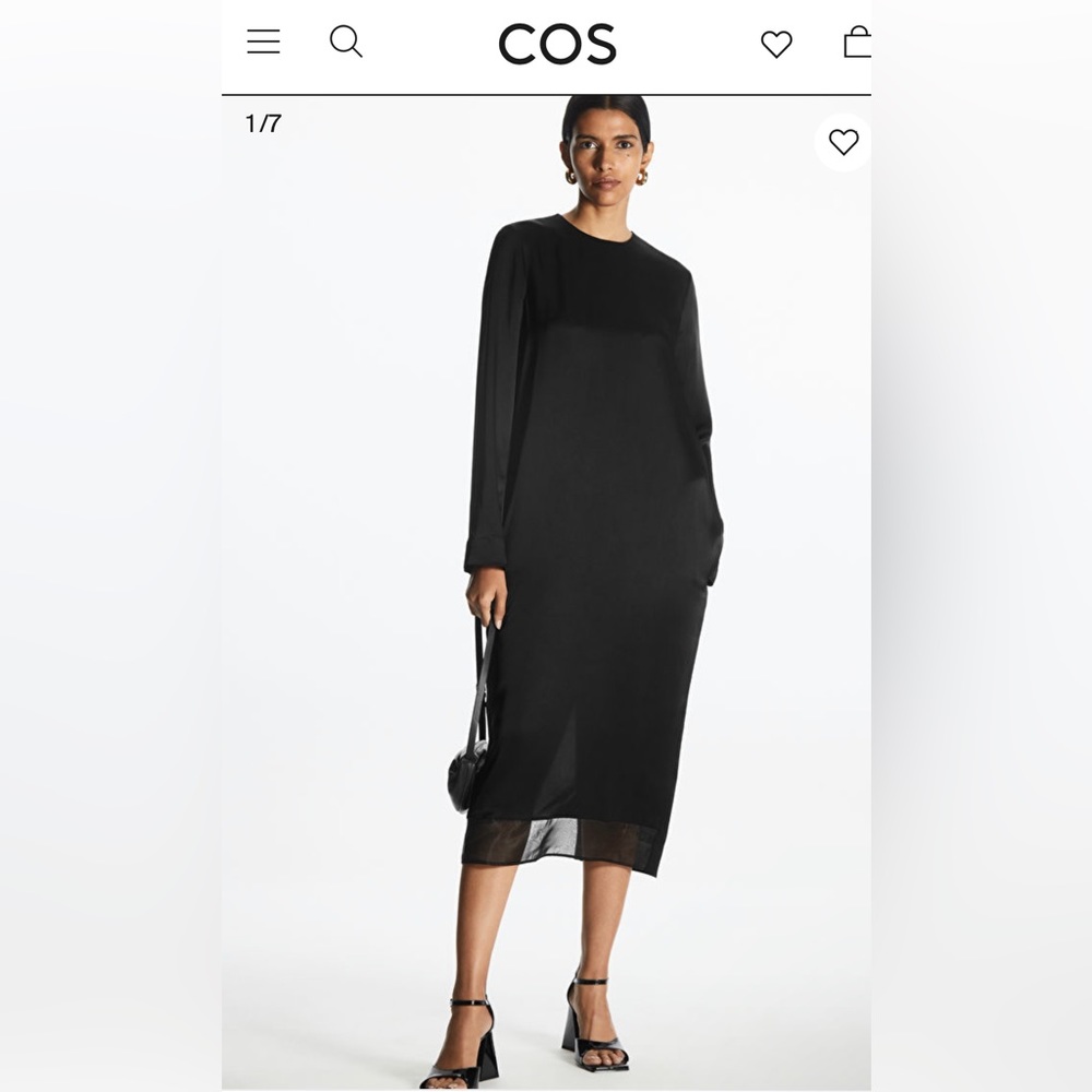 COS ORGANZA-PANELED MIDI DRESS